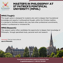 Master's in Philosophy, Taught and Research options, at St Patrick's Pontifical University Maynooth