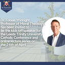 ​Dr Tobias Winright has been invited to be the kick-off speaker for the Leeds Trinity University Catholic Conference and online lecture series